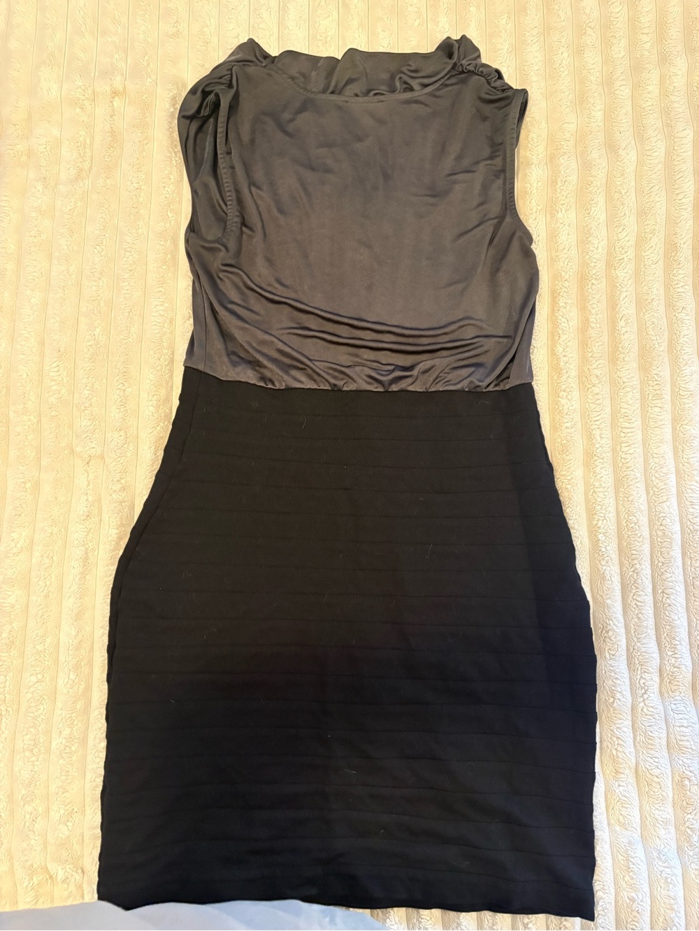 Express Two-Tone Black and Charcoal Sleeveless Mini Dress